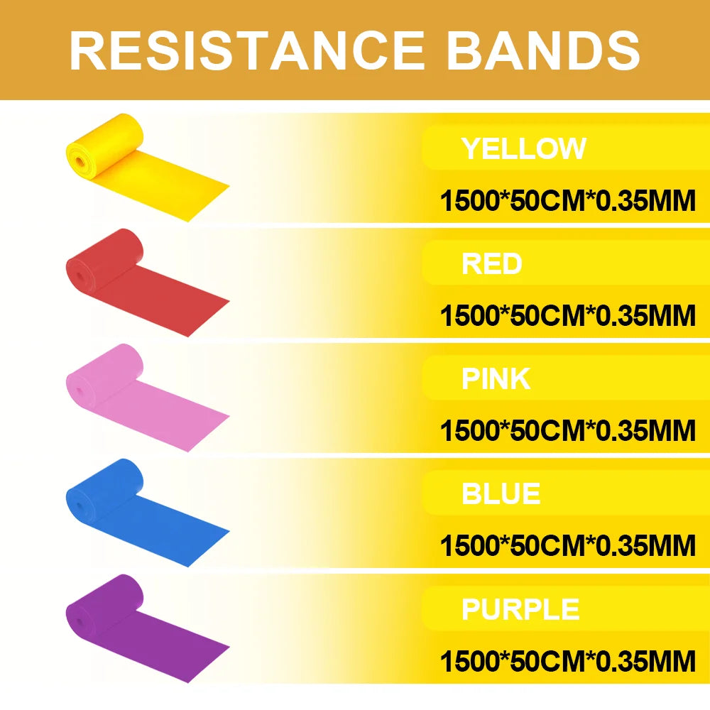 Weerstandsbandenset voor training en revalidatie, geschikt voor yoga, pilates, fitness en thuisgebruik.